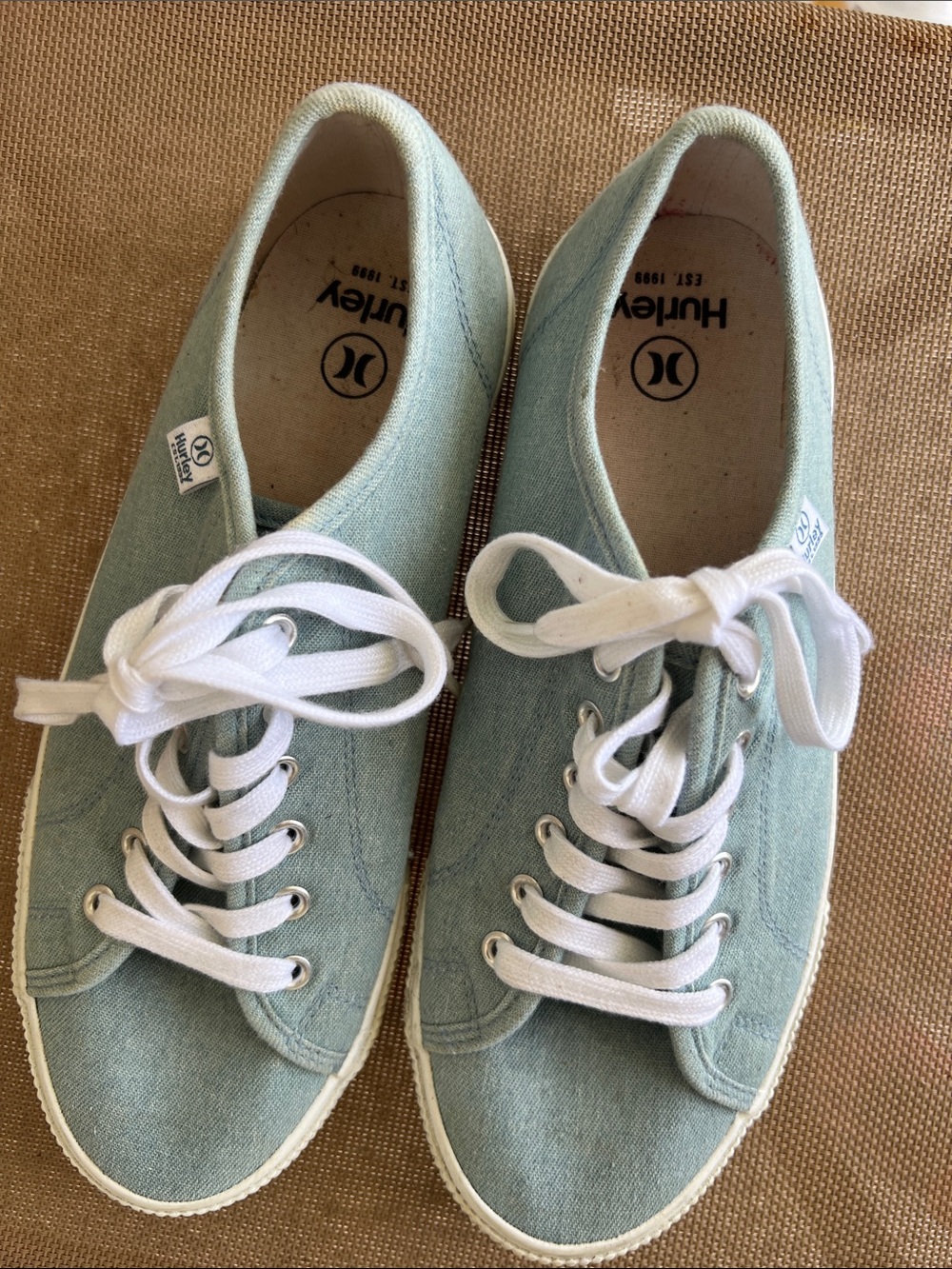 Hurley Mint Green Canvas Low-Top Sneakers with White Laces